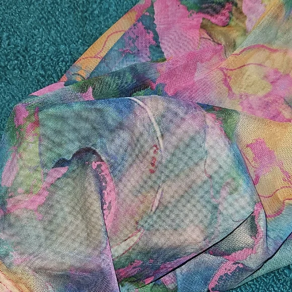 Pretty Little Thing Sheer Colorful Long Sleeve Dress 4 - Picture 6 of 6